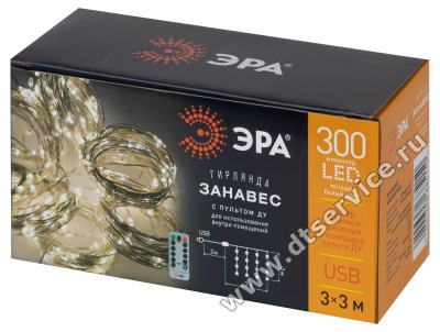 Гирлянда занавес 3х3м белый теплый 300Led ЭРА ЕGNIG-ZW_4